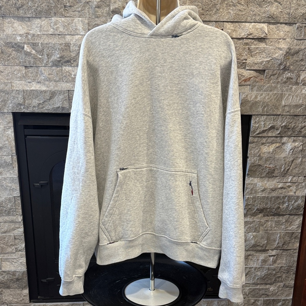 Abercrombie & Fitch Accented Light Gray Popover Hoodie
